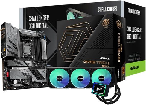 ASRock X870E Taichi Lite Motherboard & Challenger 360 Digital AIO Cooler Bundle | Flagship AM5 Platform with 3" Digital Display in Saudi Arabia