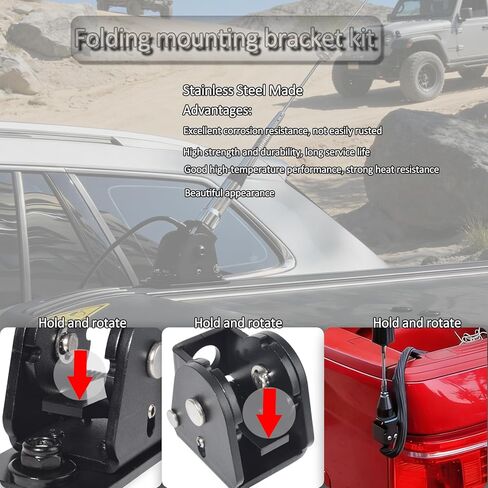 HYS Heavy Duty Stainless Steel Antenna Mount for Bull Bar, Roof Rack, Crossbars and Platforms, Mounting Bracket for 17mm Flags CB/HF/VHF/UHF Radio Antenna in Saudi Arabia