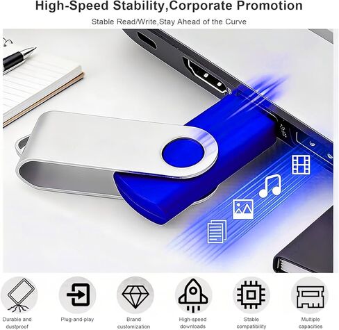 Bulk Swivel USB Flash Drive 1GB 20 pack Storage Capacity with Lanyard USB 2.0 High Speed Data Transfer, Portable Thumb Drive (Blue) (1, GB) in Saudi Arabia