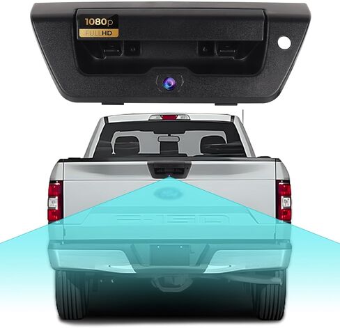 كاميرا احتياطية بمقبض الباب الخلفي من ASURE لسيارة Ford F150 2015-2020 - استبدال كاميرا الرؤية الخلفية بدقة 1080 بكسل عالية الدقة، رؤية ليلية بزاوية واسعة 170 درجة، مقاومة للماء IP68، كاميرا شاحنة متوافقة مع RCA مع خطوط توجيه in Saudi Arabia