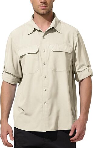 Mens UPF 50+ UV Sun Protection Fishing Shirts PFG Shirts Quick Dry Cooling Roll-Up Sleeves Button Down Shirts in Saudi Arabia