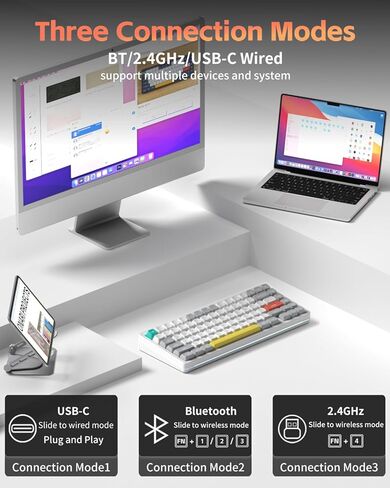 nuphy Halo V2 IO Wireless Mechanical Keyboard with PBT Keycaps,Hot Swappable Custom Gaming Keyboard,Aluminum Alloy Frame,RGB Backlit,Gasket Structure,BT5.0/USB-C/2.4GHz Low Latency Office Keyboards in Saudi Arabia