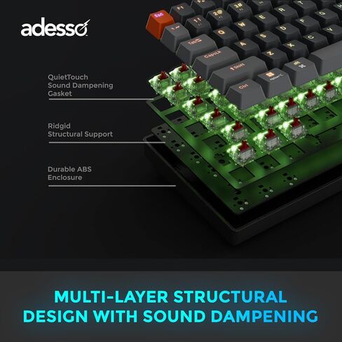 Adesso EasyTouch 1200 Wired/Wireless/Bluetooth Multi-OS Illuminated Mechanical VIA Mini Keyboard with Copilot Ai Hotkey in Saudi Arabia