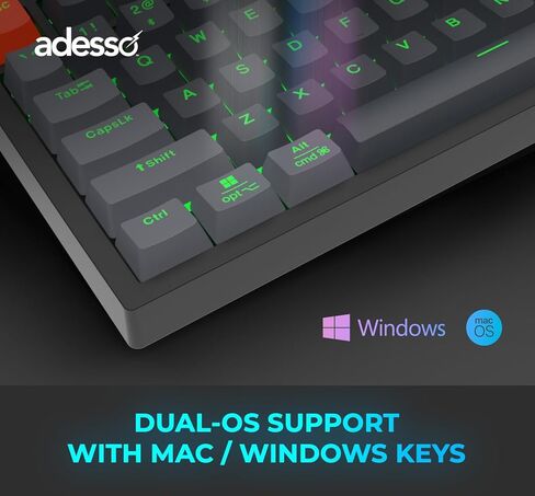Adesso EasyTouch 1200 Wired/Wireless/Bluetooth Multi-OS Illuminated Mechanical VIA Mini Keyboard with Copilot Ai Hotkey in Saudi Arabia