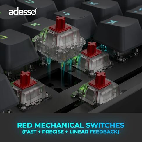 Adesso EasyTouch 1200 Wired/Wireless/Bluetooth Multi-OS Illuminated Mechanical VIA Mini Keyboard with Copilot Ai Hotkey in Saudi Arabia