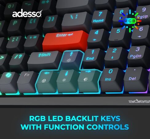 Adesso EasyTouch 1200 Wired/Wireless/Bluetooth Multi-OS Illuminated Mechanical VIA Mini Keyboard with Copilot Ai Hotkey in Saudi Arabia