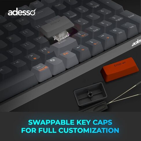 Adesso EasyTouch 1200 Wired/Wireless/Bluetooth Multi-OS Illuminated Mechanical VIA Mini Keyboard with Copilot Ai Hotkey in Saudi Arabia