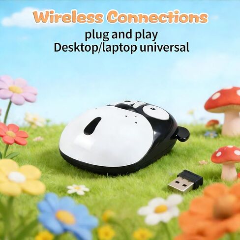 ماوس لاسلكي 2.4 جيجا هرتز، ماوس USB جميل على شكل كلب كرتوني، 1200 نقطة في البوصة، لاسلكي للأطفال، فأرة كمبيوتر صغيرة قابلة لإعادة الشحن للكمبيوتر المحمول (أسود) in Kuwait