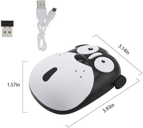 ماوس لاسلكي 2.4 جيجا هرتز، ماوس USB جميل على شكل كلب كرتوني، 1200 نقطة في البوصة، لاسلكي للأطفال، فأرة كمبيوتر صغيرة قابلة لإعادة الشحن للكمبيوتر المحمول (أسود) in Kuwait