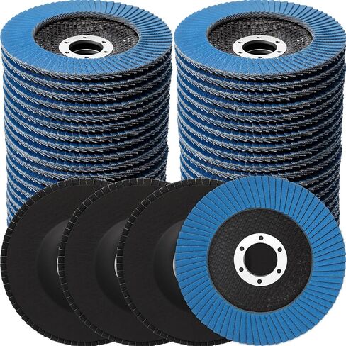 Landhoow 80 Pack Flap Disc 4 1/2 Grinding Sanding Discs Flapper Wheels Aluminum Oxide Abrasive, Type #27 Fine Processing Grinding Wheels for Angle Grinder Wood Metal Sanding (Blue,40 Grit) in Kuwait