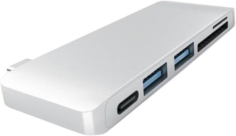 Gatuida Type-C USB Combo Hub Adapter with PD Charging for Data Sync and MicroSD Memory Card Reader Silver Design Compatible with Laptops and Tablets in Saudi Arabia