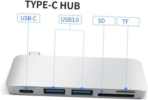 Gatuida Type-C USB Combo Hub Adapter with PD Charging for Data Sync and MicroSD Memory Card Reader Silver Design Compatible with Laptops and Tablets in Saudi Arabia