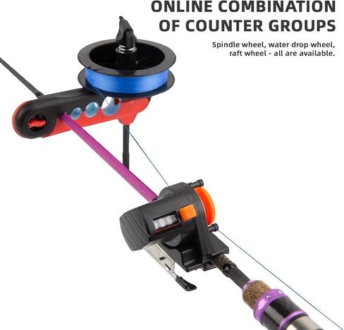 2PC Fishing Line Counter and Fishing Line Spooler Set, Universal Rod Clamp 4 Sizes Silicone-Protected Spooler, 0-999M Depth Gauge Counter,Smooth Winding System for Spinning/Baitcasting Reels in Saudi Arabia