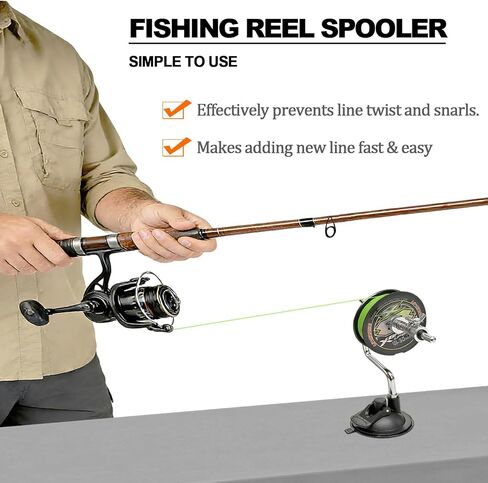 Fishing Line Spooler, Portable Spooling Station Anti-Twist & Snarl-preventing Design for Spinning & Baitcasting Reels, Adjustable Winder Fits Multiple Spool Sizes in Saudi Arabia