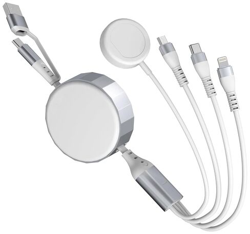 100W 4 in 1 Multi Charging Cable for Samsung Watch - 2 in 1 USB A/C Input Retractable Fast Charger Cord for Galaxy S23/22, iPhone17/16/15/14/13/12, Android, 3M/10Ft(Apple Watch Not Supported) in Kuwait