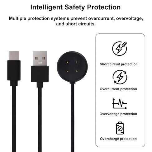 قطعتان من كابلات الشحن لساعة Google Pixel 2/3، 3.3ft/1m مغناطيسي USB-A/C بديل سلك الشحن السريع للساعة الذكية (أسود) in Saudi Arabia