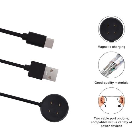 قطعتان من كابلات الشحن لساعة Google Pixel 2/3، 3.3ft/1m مغناطيسي USB-A/C بديل سلك الشحن السريع للساعة الذكية (أسود) in Saudi Arabia