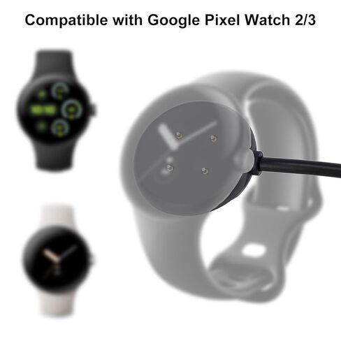 قطعتان من كابلات الشحن لساعة Google Pixel 2/3، 3.3ft/1m مغناطيسي USB-A/C بديل سلك الشحن السريع للساعة الذكية (أسود) in Saudi Arabia