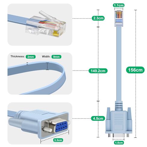 RS232 to RJ45 Cable Console Cable Serial Cable RJ45 to DB9 Compatible Cisco Routers, Switches, Firewalls, Drahtlosen Devices and More in Kuwait