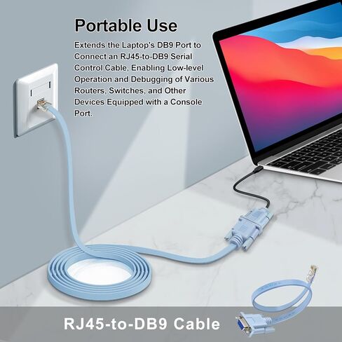 RS232 to RJ45 Cable Console Cable Serial Cable RJ45 to DB9 Compatible Cisco Routers, Switches, Firewalls, Drahtlosen Devices and More in Kuwait