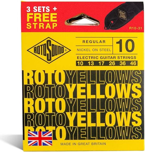 Rotosound R10-31 Electric Guitar Strings with Strap (Pack of 3) R10 Regular 10-46 in Saudi Arabia