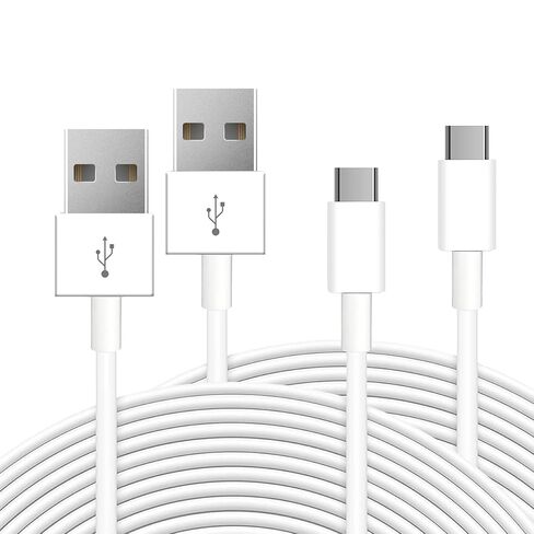 2 قطعة كابل USB C بطول 16.4 قدم/5 متر، سلك شحن طاقة USB A إلى USB C لـ Blink Mini 2/Outdoor 4، كاميرا داخلية قابلة للإمالة الدائرية، eufy Cam S3 Pro، SoloCam S340/S350/S220/C210، والمزيد من الأجهزة - أبيض in Saudi Arabia