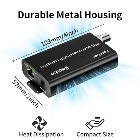 محول PoE Coax إلى Ethernet، محول Ethernet عبر Coax EoC، بحد أقصى 3280 قدمًا (1000 متر) لنقل الطاقة والبيانات عبر كابل محوري RG59 لترقية نظام المراقبة التناظرية إلى نظام مراقبة IP in Saudi Arabia