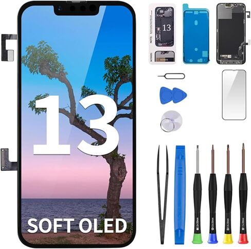 [Soft OLED] for iPhone 13 Screen Replacement with Front Speaker Proximity Sensor 3D Touch Display Digitizer 6.1" Full Assembly Fix Tools Kit Repair Front Glass A2631 A2633 A2634 A2635 A2482 in Saudi Arabia