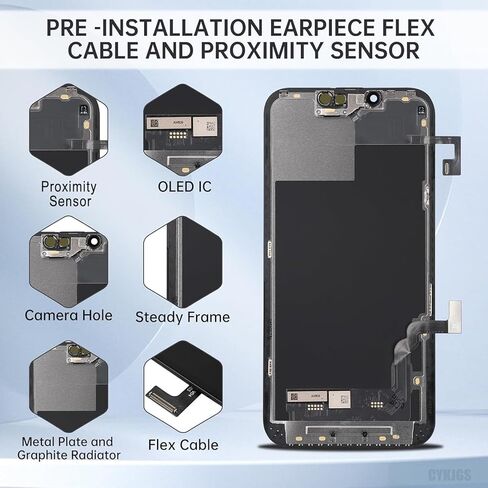 [Soft OLED] for iPhone 13 Screen Replacement with Front Speaker Proximity Sensor 3D Touch Display Digitizer 6.1" Full Assembly Fix Tools Kit Repair Front Glass A2631 A2633 A2634 A2635 A2482 in Saudi Arabia