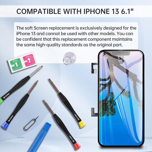 [Soft OLED] for iPhone 13 Screen Replacement with Front Speaker Proximity Sensor 3D Touch Display Digitizer 6.1" Full Assembly Fix Tools Kit Repair Front Glass A2631 A2633 A2634 A2635 A2482 in Saudi Arabia