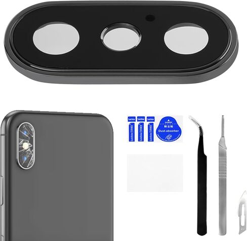 for iPhone X Camera Lens Glass with Frame Replacement Rear Camera Back Camera Lens Metal Frame Cover Replace with Full Repair Tools Kit Model: A1865 A1901 A1902 A1903 in Saudi Arabia