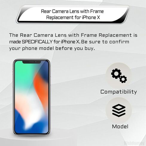 for iPhone X Camera Lens Glass with Frame Replacement Rear Camera Back Camera Lens Metal Frame Cover Replace with Full Repair Tools Kit Model: A1865 A1901 A1902 A1903 in Saudi Arabia