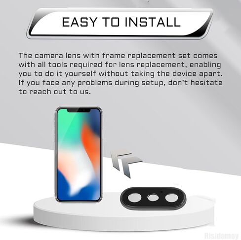 for iPhone X Camera Lens Glass with Frame Replacement Rear Camera Back Camera Lens Metal Frame Cover Replace with Full Repair Tools Kit Model: A1865 A1901 A1902 A1903 in Saudi Arabia