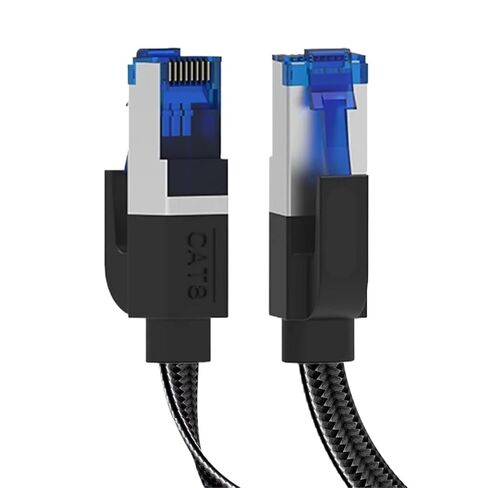 كابل إيثرنت Cat8 مع سلك تصحيح كابل SFTP RJ45 LAN بسرعة 40 جيجابت في الثانية 2000 ميجاهرتز لجهاز مودم راوتر للألعاب وأجهزة الكمبيوتر PS4/5/6 Xbox (كابل مسطح، 30 مترًا) in Kuwait