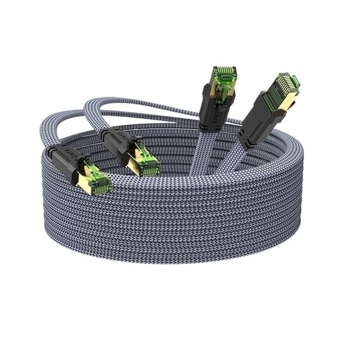 كابل شبكة مسطح CAT8 بسرعة 40 جيجابت في الثانية SFTP RJ45 LAN cat 8 سلك تصحيح لراوتر مودم ألعاب الكمبيوتر Xbox (CAT 8-3 Pc، 15FT-5M-197inch) in Kuwait