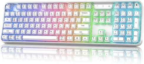MOFII Wireless Computer Keyboard with RGB Backlit, Tri-Mode Bluetooth 5.0/USB-C/2.4GHz Gaming Keyboard, Full Size Layout, Ergonomic Curved Design for Windows Mac PC Gamers & Office in Saudi Arabia