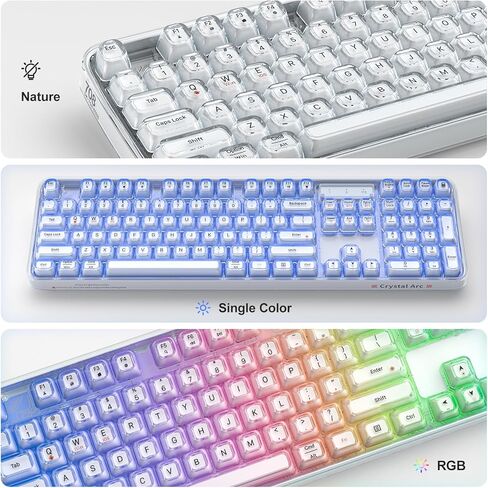 MOFII Wireless Computer Keyboard with RGB Backlit, Tri-Mode Bluetooth 5.0/USB-C/2.4GHz Gaming Keyboard, Full Size Layout, Ergonomic Curved Design for Windows Mac PC Gamers & Office in Saudi Arabia