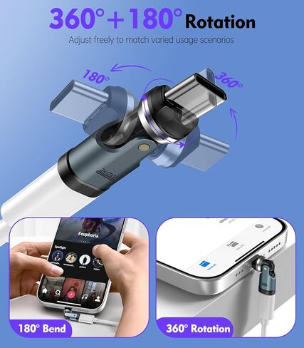 TiMOVO USB C 90 Degree Adapter, (2 Pack) PD 240W USB C Right Angle Adapter, Charging, Data Transfer, 360° & 180° Rotating Adaptor for iPhone 17/16/15, MacBook Pro, iPad, Galaxy, Tablet, Laptop, Gray in Saudi Arabia