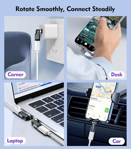 TiMOVO USB C 90 Degree Adapter, (2 Pack) PD 240W USB C Right Angle Adapter, Charging, Data Transfer, 360° & 180° Rotating Adaptor for iPhone 17/16/15, MacBook Pro, iPad, Galaxy, Tablet, Laptop, Gray in Saudi Arabia