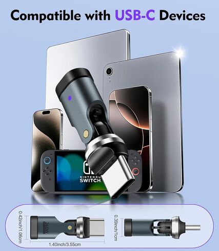 TiMOVO USB C 90 Degree Adapter, (2 Pack) PD 240W USB C Right Angle Adapter, Charging, Data Transfer, 360° & 180° Rotating Adaptor for iPhone 17/16/15, MacBook Pro, iPad, Galaxy, Tablet, Laptop, Gray in Saudi Arabia