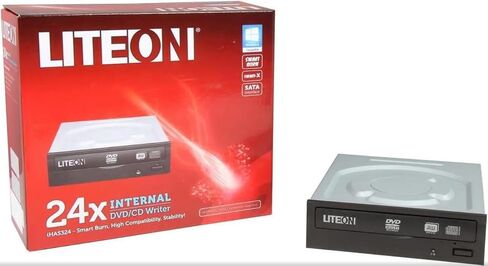 LITE-ON iHAS324-07 24X SATA محرك أقراص DVD/CD داخلي، محرك أقراص DVD±RW ثنائي الطبقة، ناسخ أقراص CD-R 48X، أسود in Kuwait