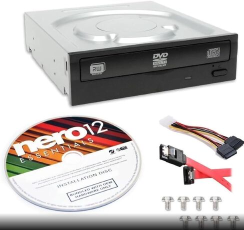 محرك أقراص DVD +/-RW داخلي Lite-On 24X SATA + Nero 12 Essentials + مجموعة كابل SATA - محرك الأقراص الضوئية للكمبيوتر الشخصي - ناسخ أقراص DVD/CD - نصف ارتفاع - 16X DVD، 12X CD - سرعة كتابة 8X in Kuwait