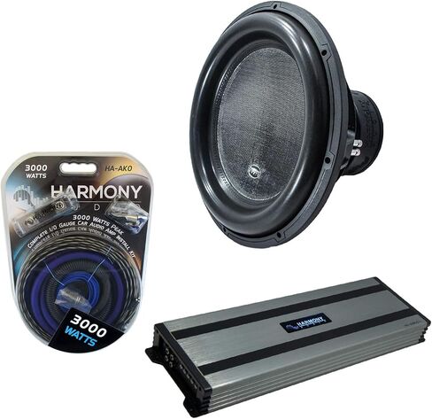 Harmony Audio HA-ML181 Monolith 18" Competition Sub 3500W Subwoofer Bundle with HA-A1500.1 Amplifier & Amp Kit in Kuwait