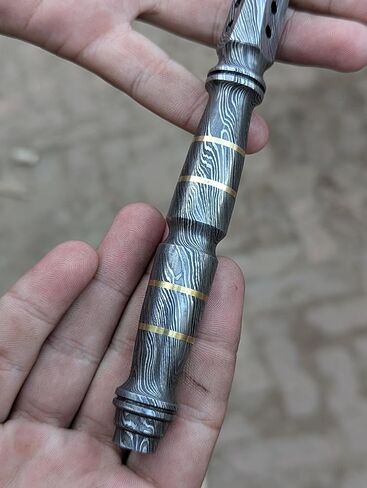 Damascus Tri edge Dagger fixed blade knife Spiral Kris Dagger Knife Cyclone Tri Blades with Leather sheath BWK-J10 in Saudi Arabia