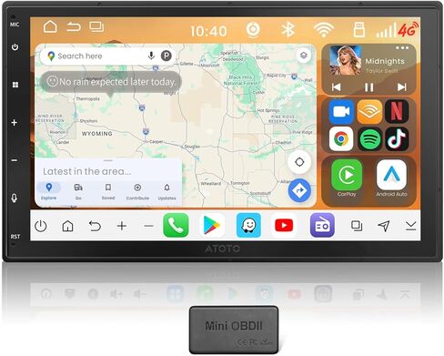 ATOTO S8L 7 بوصة AI Android Double Din ستيريو سيارة، مع OBD، CarPlay اللاسلكي وAndroid Auto، 4G+64G، 4G SIM/Wi-Fi، AI Agent، DSP 32Band EQ/SCVC، HDMI داخلي/خارجي، مسار GPS، HD LRV in Kuwait