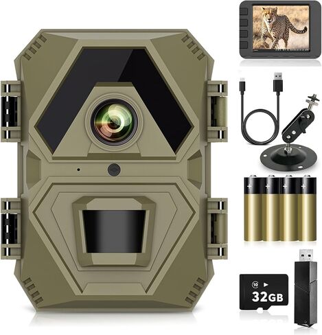 Mini Trail Camera 1440P 36MP,Game Camera with Night Vision 0.2s Trigger Time Motion Activated Waterproof 120° Trail Cam for Wildlife Monitoring with Card Reader 32GB SD Card in Saudi Arabia