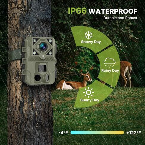 كاميرا WOSPORTS Night Full Color Trail، كاميرا لعبة Trigger 5K 60MP 0.1s مع 100 قدم واضحة، وضع مزدوج (الأشعة تحت الحمراء منخفضة التوهج والضوء الأبيض)، كاميرا IP66 لمراقبة الحياة البرية وأمنها، فيديو H.264 MP4 in Kuwait