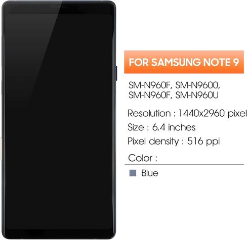 TFT لشاشة Samsung Galaxy Note 9 البديلة لشاشة Samsung Note 9 LCD SM-N9600 SM-N960F SM-N960U مجموعة بديلة للشاشة تعمل باللمس باللون الأزرق مع إطار in Saudi Arabia