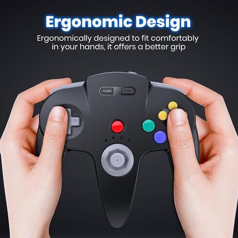 SAFFUN 2 Pack Wireless N64 Controller Made for Switch 1 & 2، وحدة تحكم N64، أجهزة استقبال لاسلكية 2.4 جيجا هرتز متوافقة مع Switch Online، Windows PC، macOS (اهتزاز مدمج) (قابلة لإعادة الشحن) سماوي/أسود in Saudi Arabia
