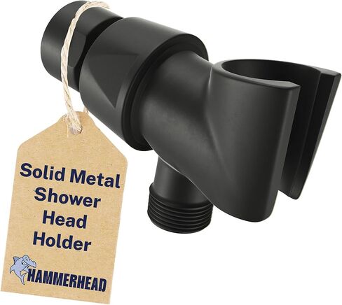 حامل رأس دش محمول من المعدن الصلب من HammerHead Showers® - أسود غير لامع - حامل عصا دش قابل للتعديل مع دعامة خطاف حائطية عالمية وكرة محورية نحاسية - حامل رأس دش محمول باليد in Kuwait